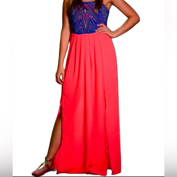 🌹NWT: JEALOUS TOMATO GRAND ENTRANCE MAXI STRAPLESS DRESS - Picture 1 of 9